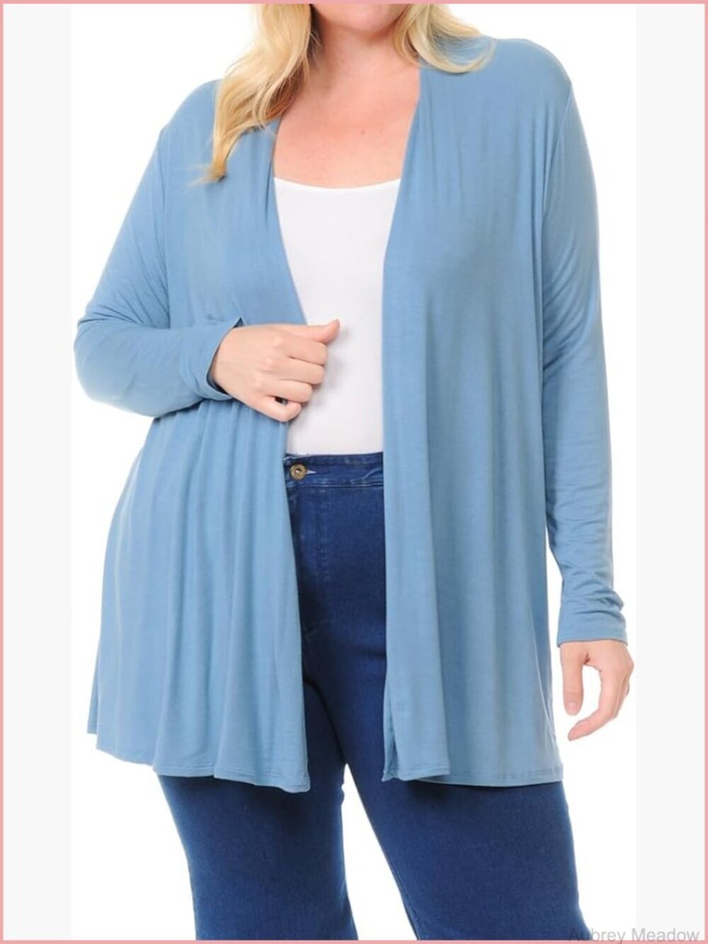 Plus Size Long Sleeve Jersey Cardigan Open Front